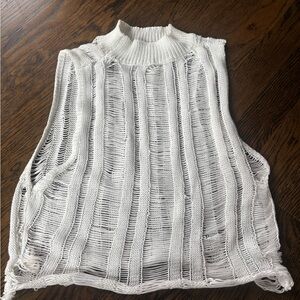 Commense White Knit Sleeveless Top